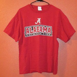 NCAA Alabama Crimson Tide Shirt Woman Large Red Black White Short Sleeve Shirt